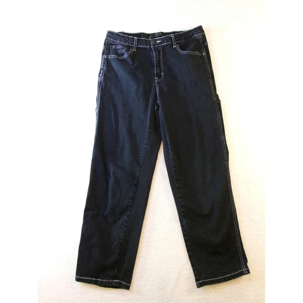 Monkey Ride Jeans Black Contrast Stitch Carpenter Pants Y2K Size 11/32 MPC301‎